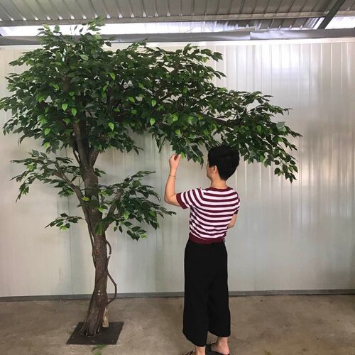 仿真榕树叶大型盆景舞台客厅绿植物道具田园落地婚庆洒店装饰假树