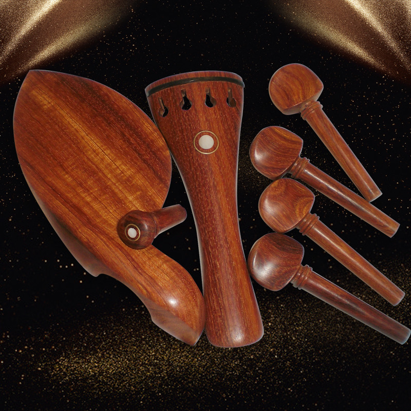 高档小提琴配件红檀鸡翅乌木原色弦钮 拉弦板腮托全套配件1/4 4/4