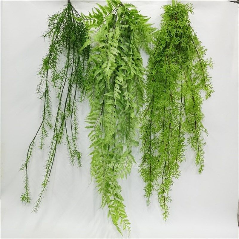 手感胶叶仿真绿植壁挂吊兰花垂吊绿色植物蕨类墙壁装饰蕨叶藤条