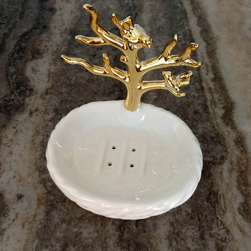欧式陶瓷沥水肥皂盒创意卫生间酒店高档皂碟托盘大号香皂盒首饰架