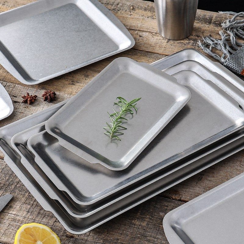 复古304不锈钢长方形盘餐厅做旧风格水果托盘烧烤盘串串平盘菜盘,餐饮具,盘,淘宝优惠券,粉丝福利购,淘宝优惠卷