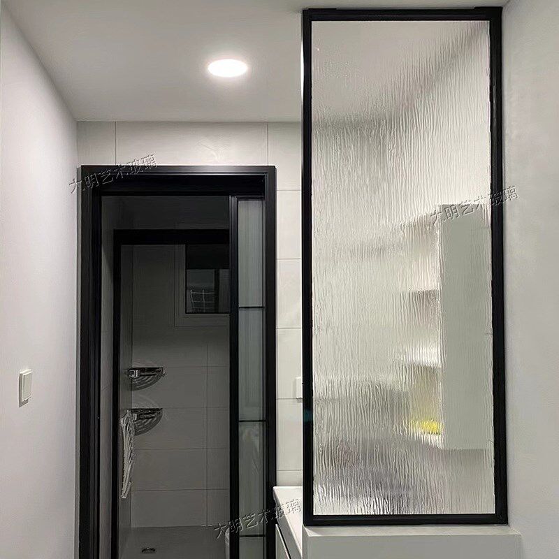 钢化超白雨花压花艺术玻璃隔断屏风客厅玄关浴室洗手台卫生间半墙