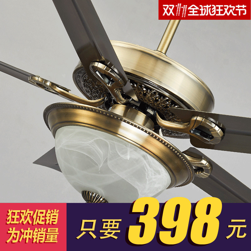 吊扇灯欧式餐厅风扇灯客厅风扇吊灯卧室吊扇带LED的木叶电扇灯