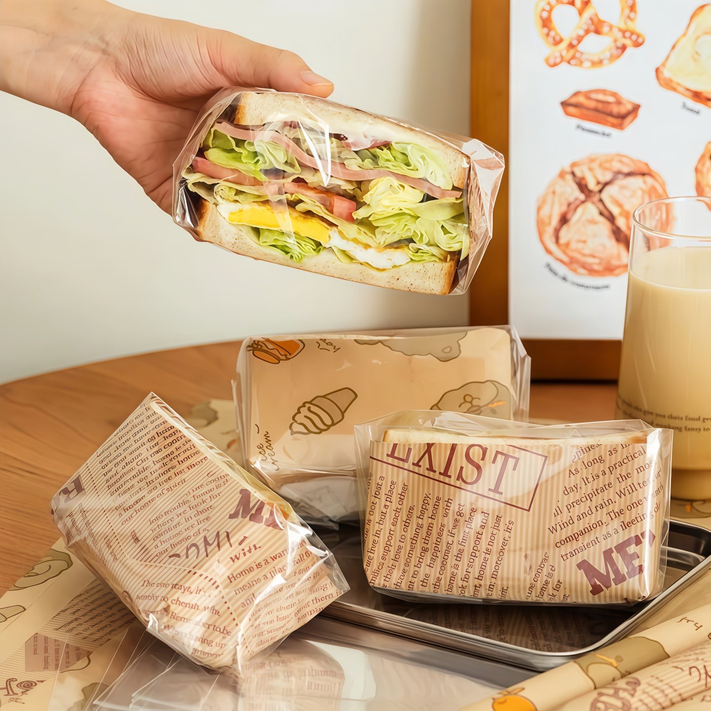 三明治包装纸专用纸食品汉堡防油纸袋一次性吐司饭团手抓饼文盒纸