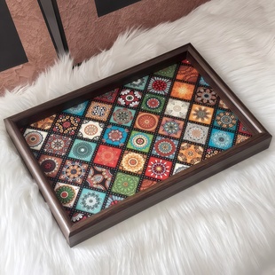 高档复古茶盘胡桃木首饰长方形轻奢木质收纳酒杯茶水文玩茶盘托盘