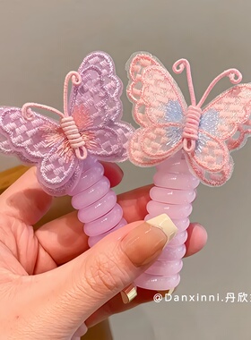 女童高弹力蝴蝶电话线发圈卷卷辫