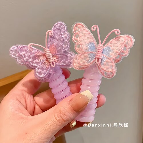 女童高弹力蝴蝶电话线发圈卷卷辫