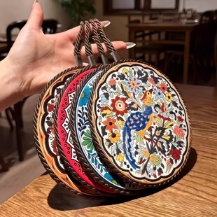 复古隔热垫耐高温砂锅防烫垫珐琅锅垫子陶瓷新中式餐桌防滑餐盘垫
