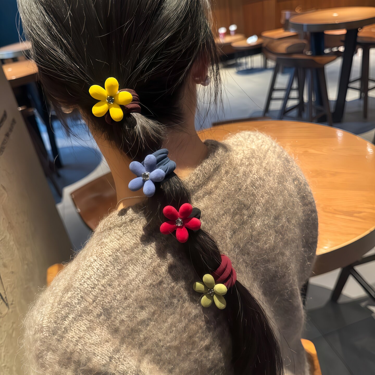 韩国东大门发圈新款秋冬植绒花朵