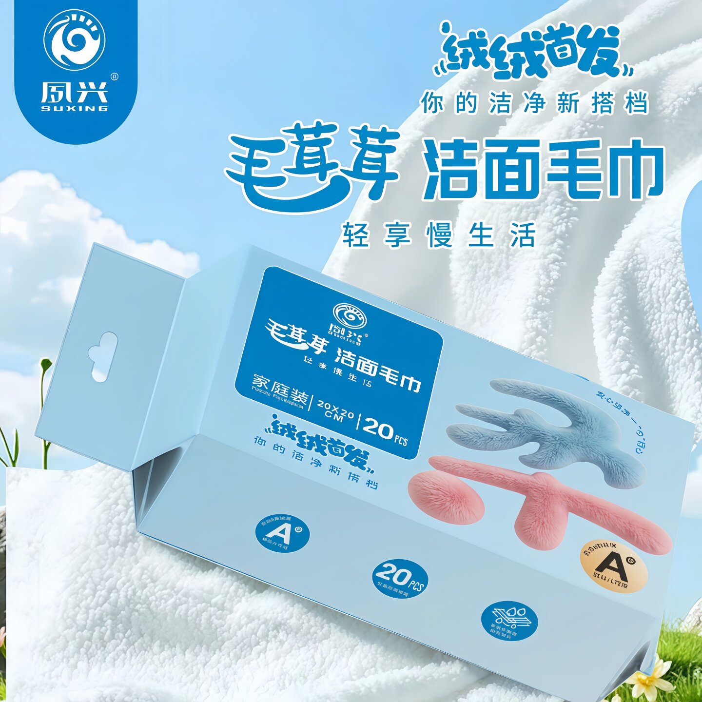 可悬挂周抛加厚吸水便携洁面毛巾