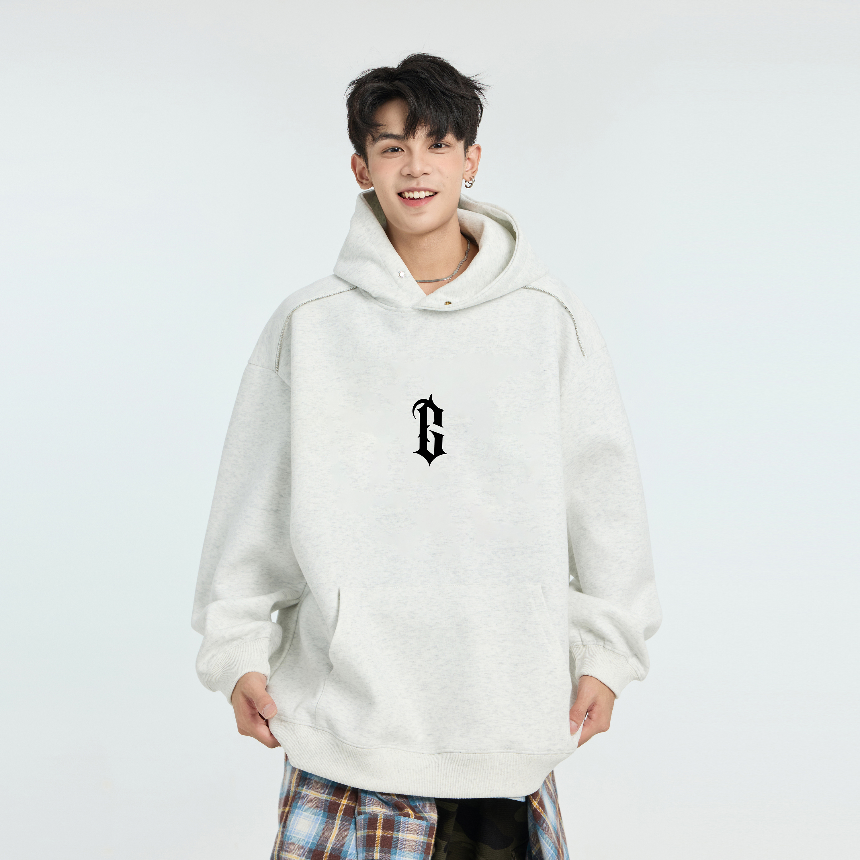 GKKRT基础G字印花加绒连帽卫衣