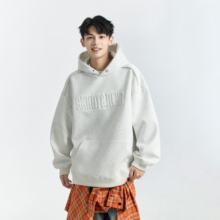 GKKRT潮牌重磅钢印字母连帽卫衣男加绒加厚美式宽松廓形休闲上衣