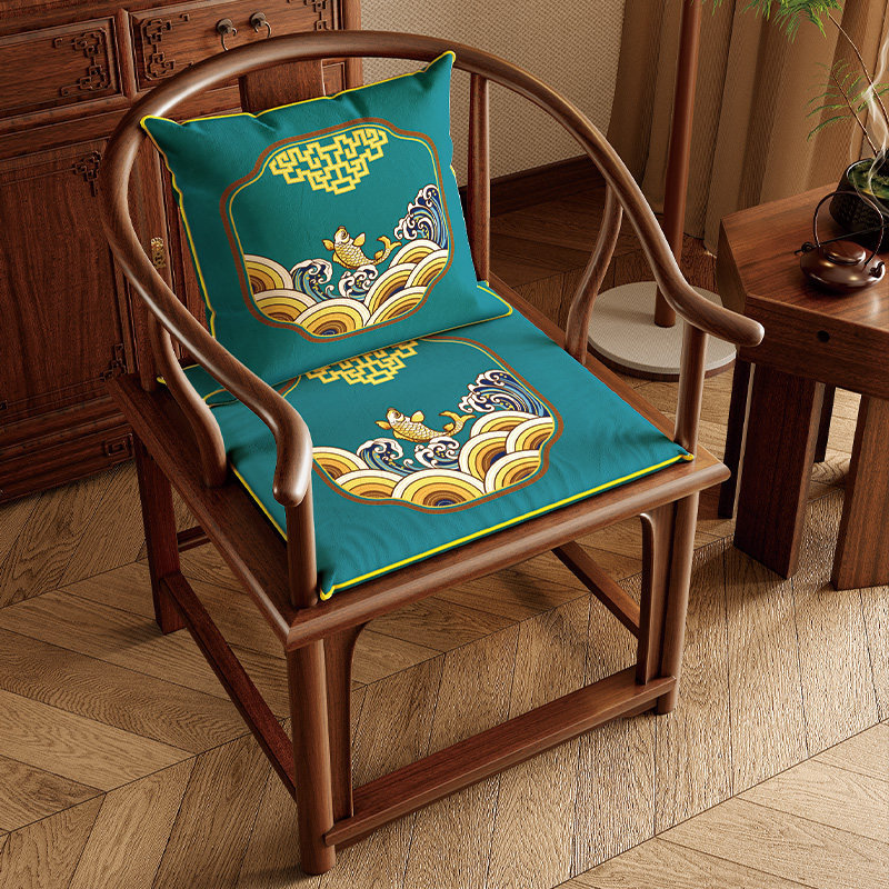 中式沙发椅子坐垫红木实木绣花刺绣餐椅太师椅茶椅圈椅皇宫椅座垫