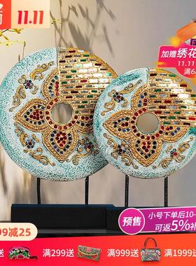 异丽东南亚风格桌面摆件泰式工艺品客厅玄关电视柜实木手工装饰品