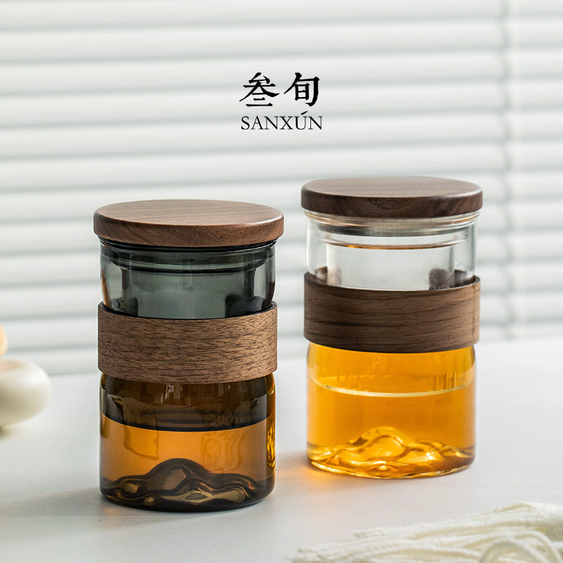 叄旬远山玻璃泡茶杯办公室大容量茶水分离个人专用男士带盖子喝水,餐饮具,玻璃杯,淘宝优惠券,粉丝福利购,淘宝优惠卷