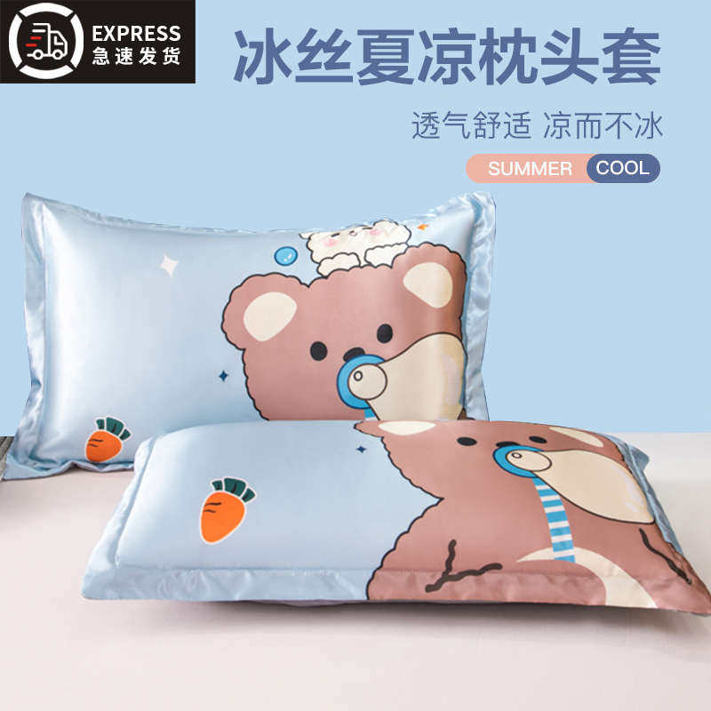 夏季冰丝凉席枕套一对装枕头套加厚学生宿舍家用加长冰枕套,床上用品,枕套,淘宝优惠券,粉丝福利购,淘宝优惠卷