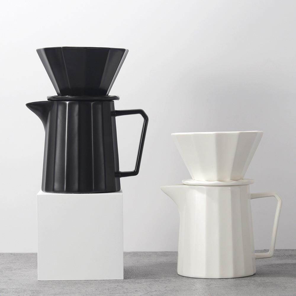 几何手冲咖啡壶套装家用锥形折纸陶瓷滤杯咖啡器具过滤滴漏分享壶