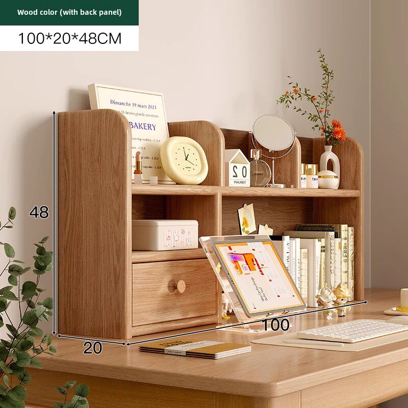 桌面收纳架书架学生宿舍桌简易收纳架办公室台面多层实木小书柜