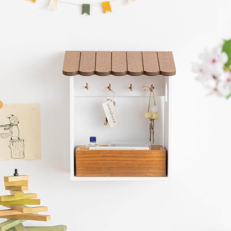 阿楹 门口钥匙收纳盒摆件实木壁挂 书桌玄关鞋柜可爱遥控口罩挂架,收纳整理,桌面收纳盒,淘宝优惠券,粉丝福利购,淘宝优惠卷