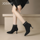 显瘦英伦风细跟时装 Josiny 卓诗尼尖头高跟短靴女2024秋冬新款 靴