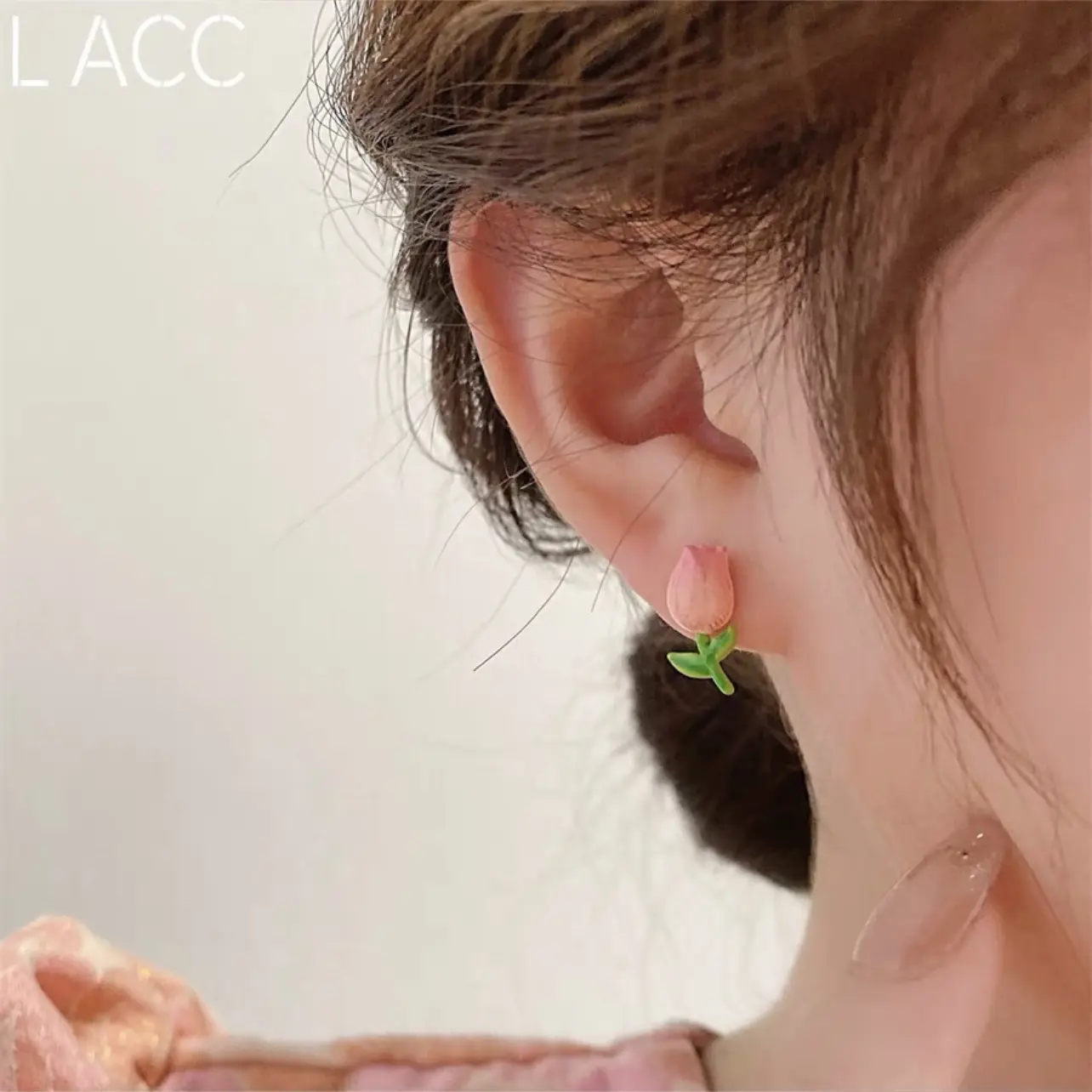 可爱小巧小郁金香耳钉s925银针花朵耳环时尚糖果色小清新花朵耳环