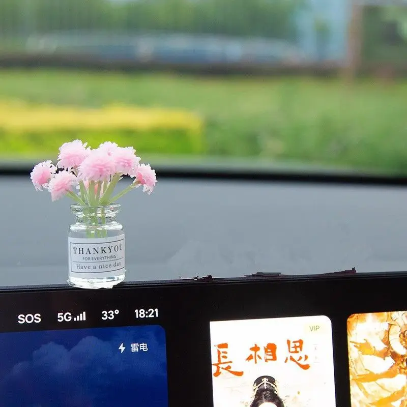 系车载摆件车上饰品可爱汽车台车内装饰品车饰小花瓶