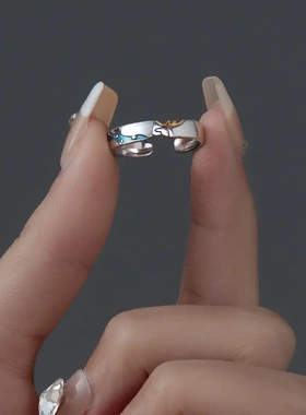 s925情侣对戒戒指森系情人节纪念礼物男女一对指环