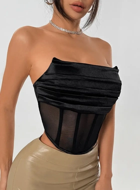 欧美新款通勤外搭女上衣小背心性感辣妹修身胸衣60905