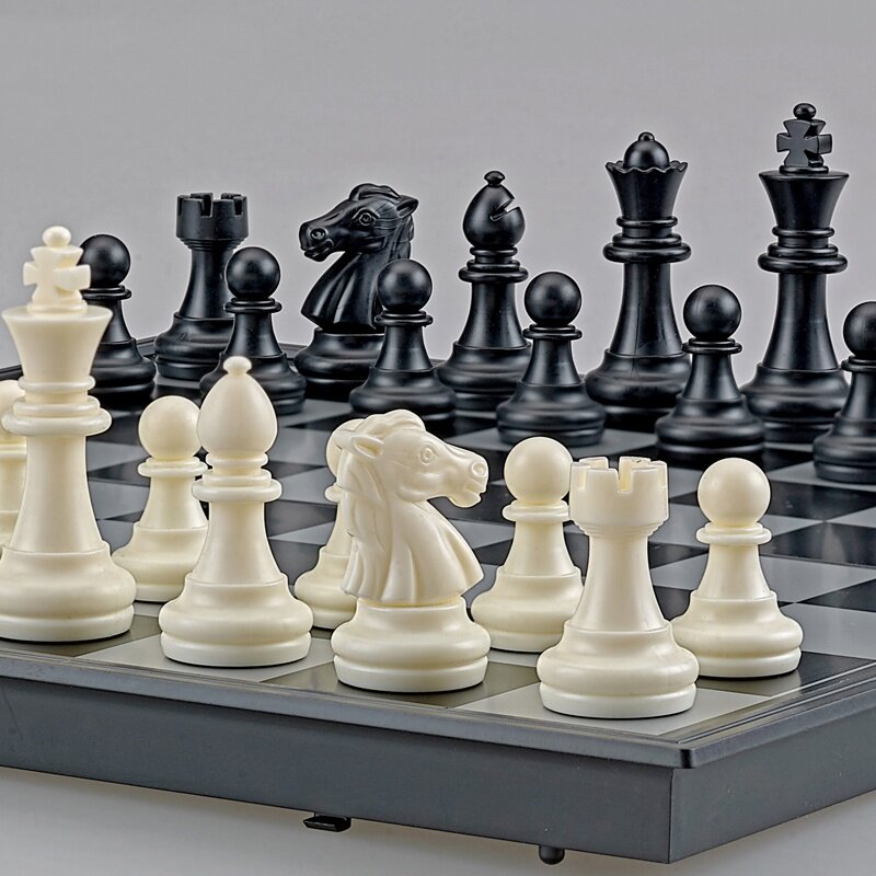 儿童学生培训比赛用棋大号磁性中黑白折叠棋子棋盘国际象棋