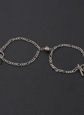 2023欧美个性圆形滴油手链创意磁吸情侣链条朋克设计感手饰ot