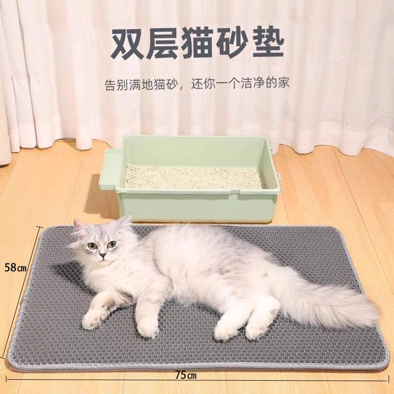 猫砂垫防带出猫砂盆防外溅垫子防滑耐抓超大双层集砂过滤漏控砂垫图片