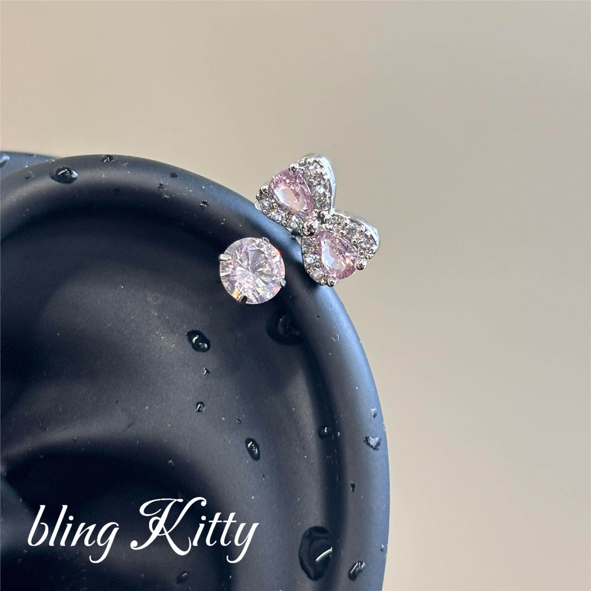 爆闪粉色蝴蝶结耳骨钉女款精致独特高颜值耳环轻奢小众高级感耳饰,饰品/流行首饰/时尚饰品新,耳钉,淘宝优惠券,粉丝福利购,淘宝优惠卷