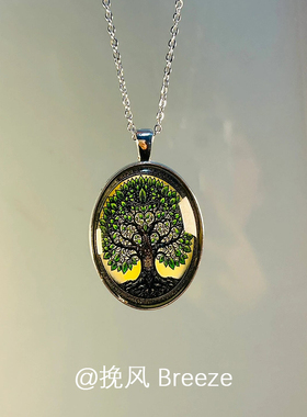 生命之树复古吊坠项链女