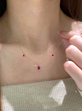 复古玫瑰红水滴流苏耳环女