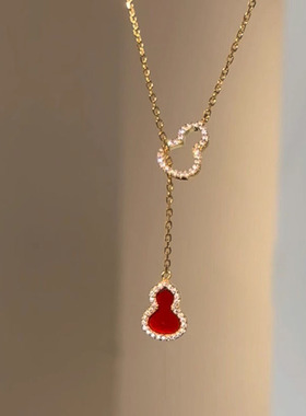 仿红玛瑙葫芦项链女时尚颈链