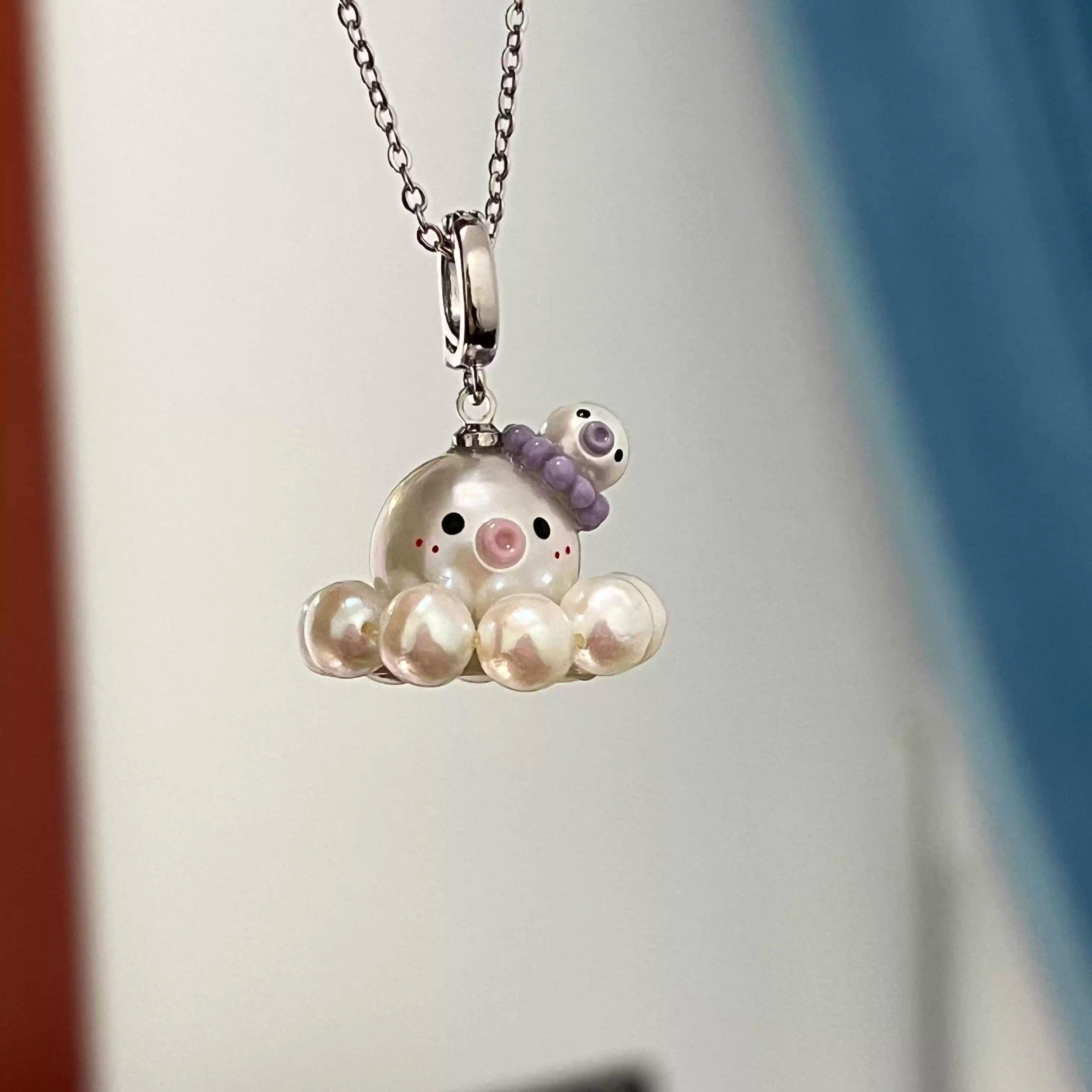 可爱呆萌小章鱼仿珍珠项链女甜美百搭气质吊坠小众设计毛衣链配饰,饰品/流行首饰/时尚饰品新,项链,淘宝优惠券,粉丝福利购,淘宝优惠卷