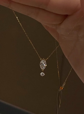 银色爆闪一滴泪项链女百搭锁骨链