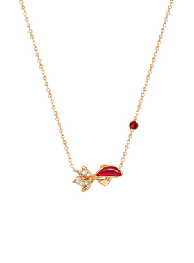 新年本命年红色好运锦鲤项链女