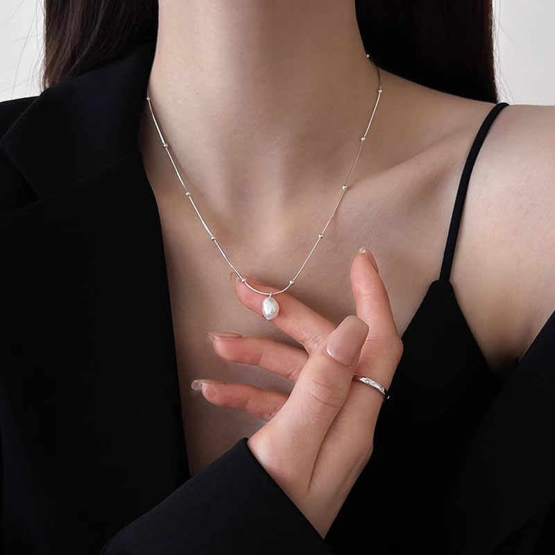 银色不规则仿珍珠项链女配饰