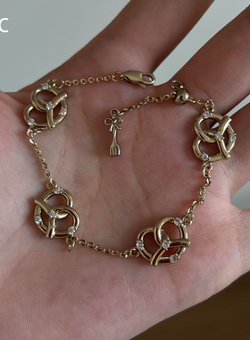 vintage中古蝴蝶结爱心手链女