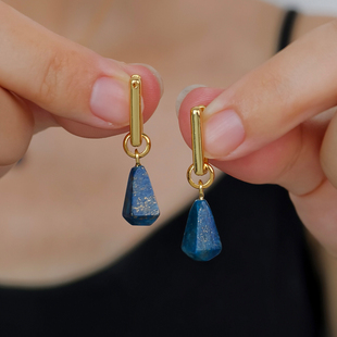 复古仿青金石吊坠耳环女精致气质独特耳钉轻奢小众高级感百搭耳饰