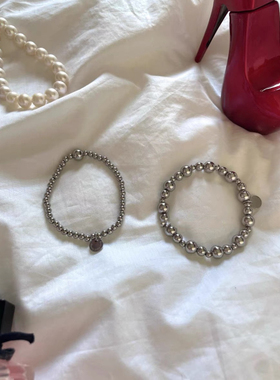 冷淡风银色串珠手链女