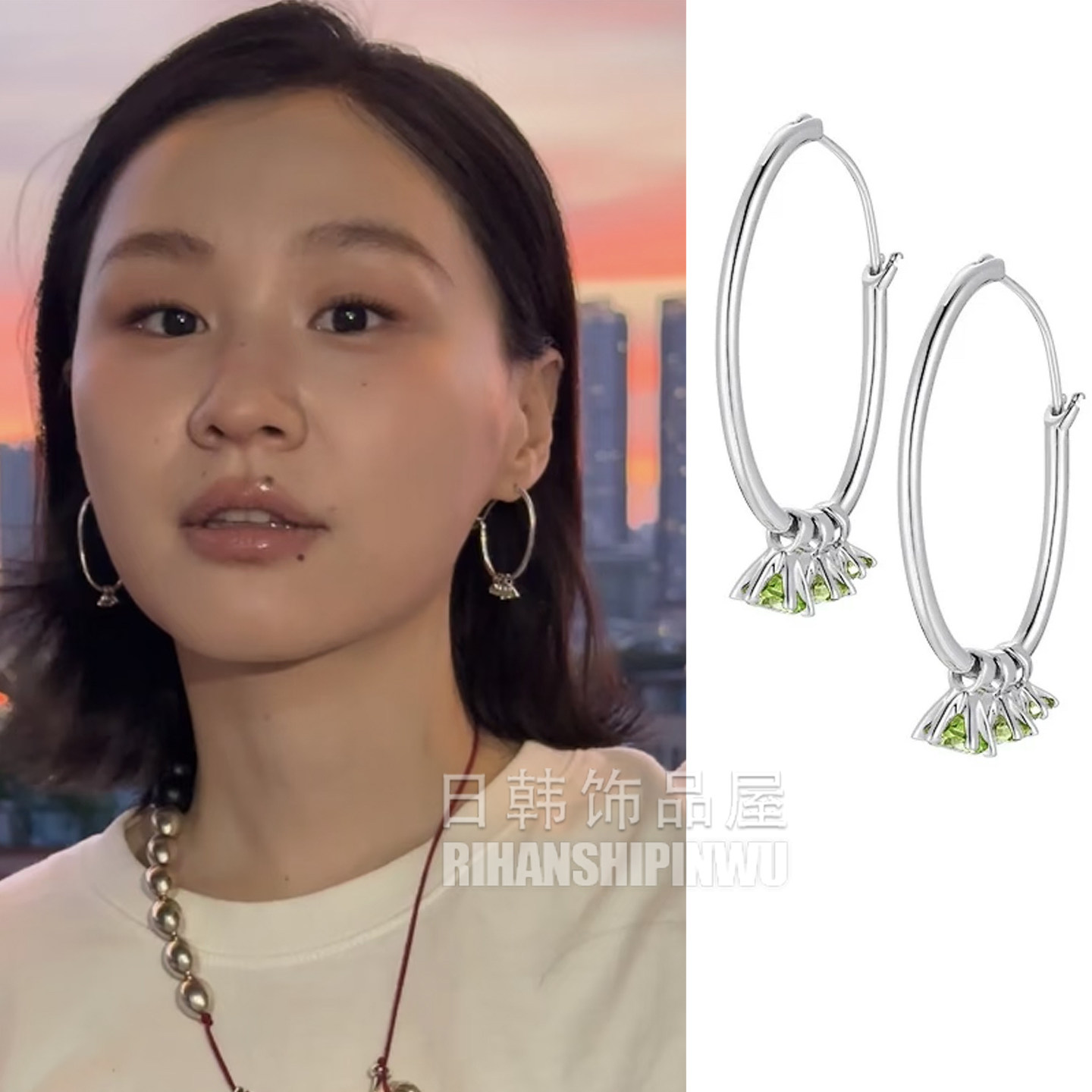 金靖同款银色圈圈耳环女款百搭时尚简约风耳钉小众高级感漂亮耳饰