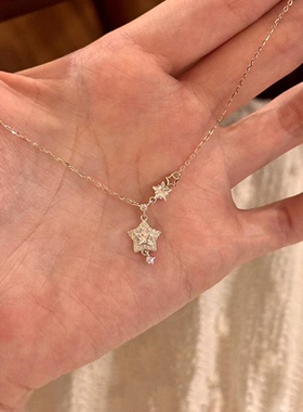 韩系银色爆闪星星项链女颈链