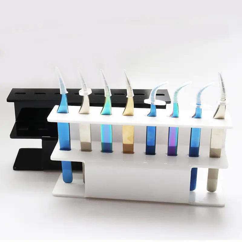 亚克力镊子展示架8孔塑料透明架 美睫店展架美睫镊子收纳整理盒子