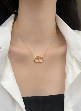 字母猪鼻子钛钢项链女轻奢高级感气质百搭小众设计锁骨链不掉色