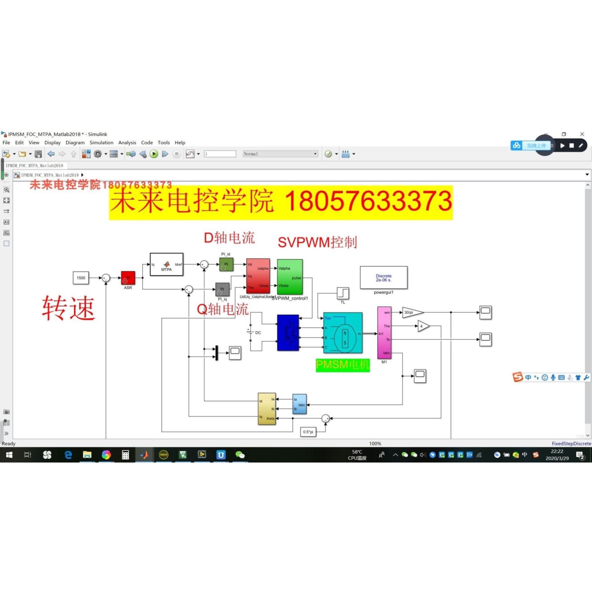 永磁同步电机MTPA_SVPWM矢量PMSM 弱磁 前馈控制matlab仿真模型