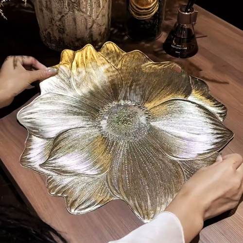 花朵北欧风创意防滑垫装饰垫PVC防烫隔热垫高级荷花餐垫防水防油