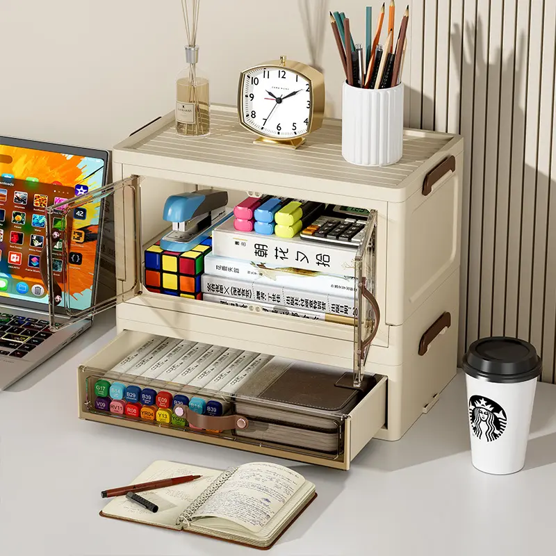 文具收纳盒办公室桌面收纳柜学生宿舍书房抽屉式多功能塑料置物架