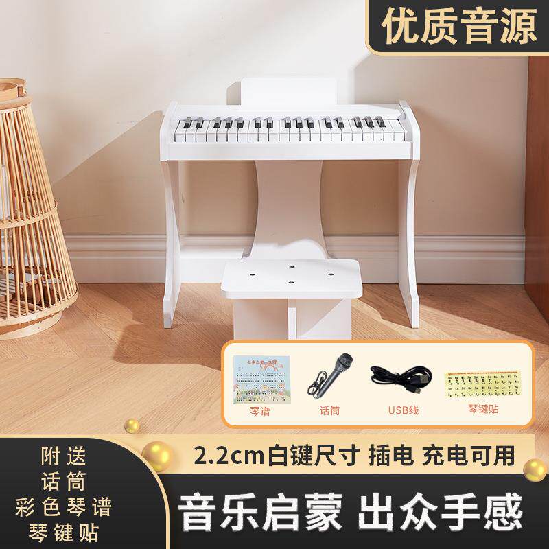 37玩键充电女木质小钢琴初学电子琴男女童378孩具宝宝生日送木退+